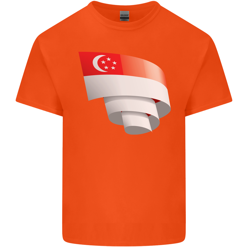 Curled Singapore Flag Singaporean Day Football Kids T-Shirt Childrens Orange