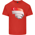 Curled Singapore Flag Singaporean Day Football Kids T-Shirt Childrens Red