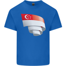 Curled Singapore Flag Singaporean Day Football Kids T-Shirt Childrens Royal Blue