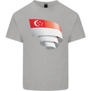 Curled Singapore Flag Singaporean Day Football Kids T-Shirt Childrens Sports Grey