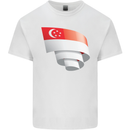 Curled Singapore Flag Singaporean Day Football Kids T-Shirt Childrens White