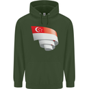 Curled Singapore Flag Singaporean Day Football Mens 80% Cotton Hoodie Forest Green