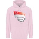 Curled Singapore Flag Singaporean Day Football Mens 80% Cotton Hoodie Light Pink
