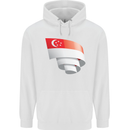 Curled Singapore Flag Singaporean Day Football Mens 80% Cotton Hoodie White