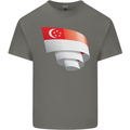 Curled Singapore Flag Singaporean Day Football Mens Cotton T-Shirt Tee Top Charcoal