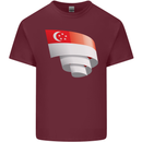 Curled Singapore Flag Singaporean Day Football Mens Cotton T-Shirt Tee Top Maroon