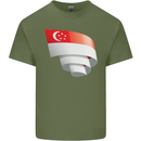 Curled Singapore Flag Singaporean Day Football Mens Cotton T-Shirt Tee Top Military Green