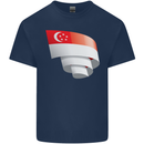 Curled Singapore Flag Singaporean Day Football Mens Cotton T-Shirt Tee Top Navy Blue