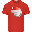 Curled Singapore Flag Singaporean Day Football Mens Cotton T-Shirt Tee Top Red