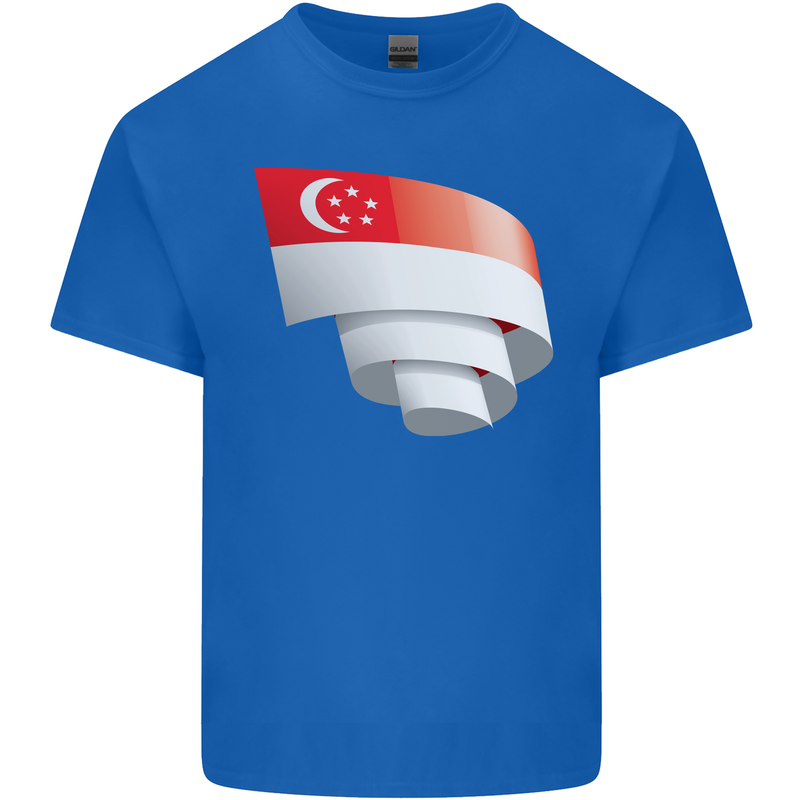 Curled Singapore Flag Singaporean Day Football Mens Cotton T-Shirt Tee Top Royal Blue