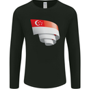 Curled Singapore Flag Singaporean Day Football Mens Long Sleeve T-Shirt Black