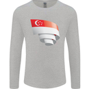 Curled Singapore Flag Singaporean Day Football Mens Long Sleeve T-Shirt Sports Grey