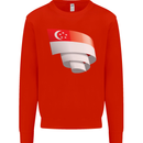 Curled Singapore Flag Singaporean Day Football Mens Sweatshirt Jumper Bright Red