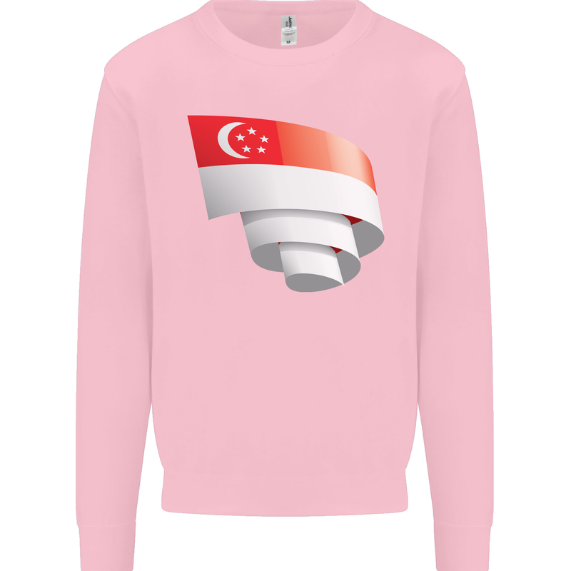 Curled Singapore Flag Singaporean Day Football Mens Sweatshirt Jumper Light Pink