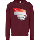 Curled Singapore Flag Singaporean Day Football Mens Sweatshirt Jumper Maroon