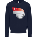 Curled Singapore Flag Singaporean Day Football Mens Sweatshirt Jumper Navy Blue