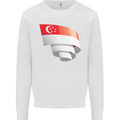 Curled Singapore Flag Singaporean Day Football Mens Sweatshirt Jumper White