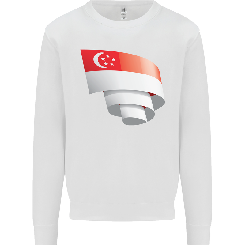 Curled Singapore Flag Singaporean Day Football Mens Sweatshirt Jumper White