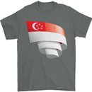 Curled Singapore Flag Singaporean Day Football Mens T-Shirt 100% Cotton Charcoal