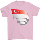 Curled Singapore Flag Singaporean Day Football Mens T-Shirt 100% Cotton Light Pink