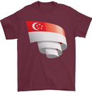 Curled Singapore Flag Singaporean Day Football Mens T-Shirt 100% Cotton Maroon