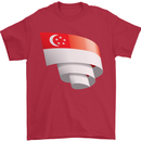 Curled Singapore Flag Singaporean Day Football Mens T-Shirt 100% Cotton Red