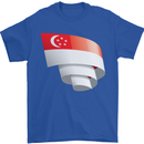 Curled Singapore Flag Singaporean Day Football Mens T-Shirt 100% Cotton Royal Blue