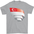 Curled Singapore Flag Singaporean Day Football Mens T-Shirt 100% Cotton Sports Grey