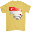 Curled Singapore Flag Singaporean Day Football Mens T-Shirt 100% Cotton Yellow