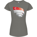 Curled Singapore Flag Singaporean Day Football Womens Petite Cut T-Shirt Charcoal