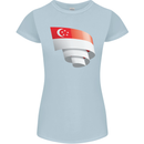 Curled Singapore Flag Singaporean Day Football Womens Petite Cut T-Shirt Light Blue