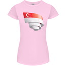 Curled Singapore Flag Singaporean Day Football Womens Petite Cut T-Shirt Light Pink