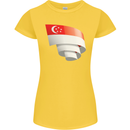 Curled Singapore Flag Singaporean Day Football Womens Petite Cut T-Shirt Yellow