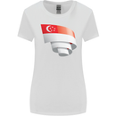 Curled Singapore Flag Singaporean Day Football Womens Wider Cut T-Shirt White