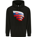 Curled Slovakia Flag Slovakia Day Football Childrens Kids Hoodie Black