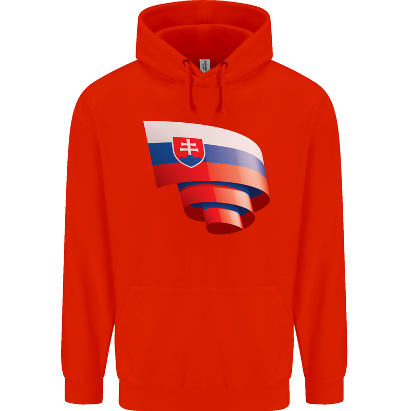 Curled Slovakia Flag Slovakia Day Football Childrens Kids Hoodie Bright Red