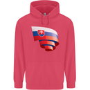 Curled Slovakia Flag Slovakia Day Football Childrens Kids Hoodie Heliconia