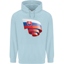 Curled Slovakia Flag Slovakia Day Football Childrens Kids Hoodie Light Blue