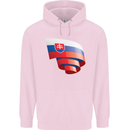 Curled Slovakia Flag Slovakia Day Football Childrens Kids Hoodie Light Pink