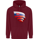 Curled Slovakia Flag Slovakia Day Football Childrens Kids Hoodie Maroon