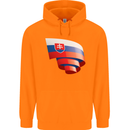 Curled Slovakia Flag Slovakia Day Football Childrens Kids Hoodie Orange