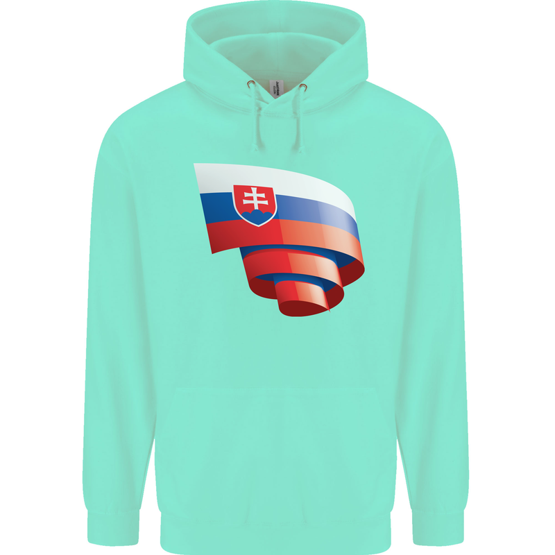 Curled Slovakia Flag Slovakia Day Football Childrens Kids Hoodie Peppermint