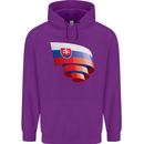 Curled Slovakia Flag Slovakia Day Football Childrens Kids Hoodie Purple