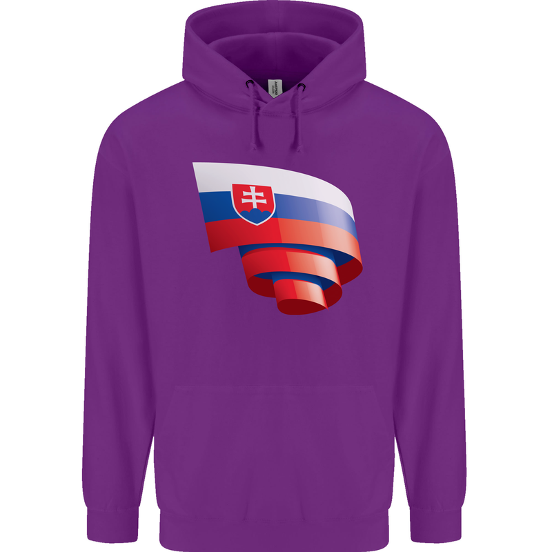 Curled Slovakia Flag Slovakia Day Football Childrens Kids Hoodie Purple