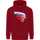 Curled Slovakia Flag Slovakia Day Football Childrens Kids Hoodie Red