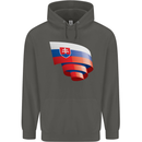 Curled Slovakia Flag Slovakia Day Football Childrens Kids Hoodie Storm Grey
