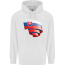 Curled Slovakia Flag Slovakia Day Football Childrens Kids Hoodie White