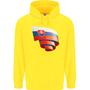 Curled Slovakia Flag Slovakia Day Football Childrens Kids Hoodie Yellow