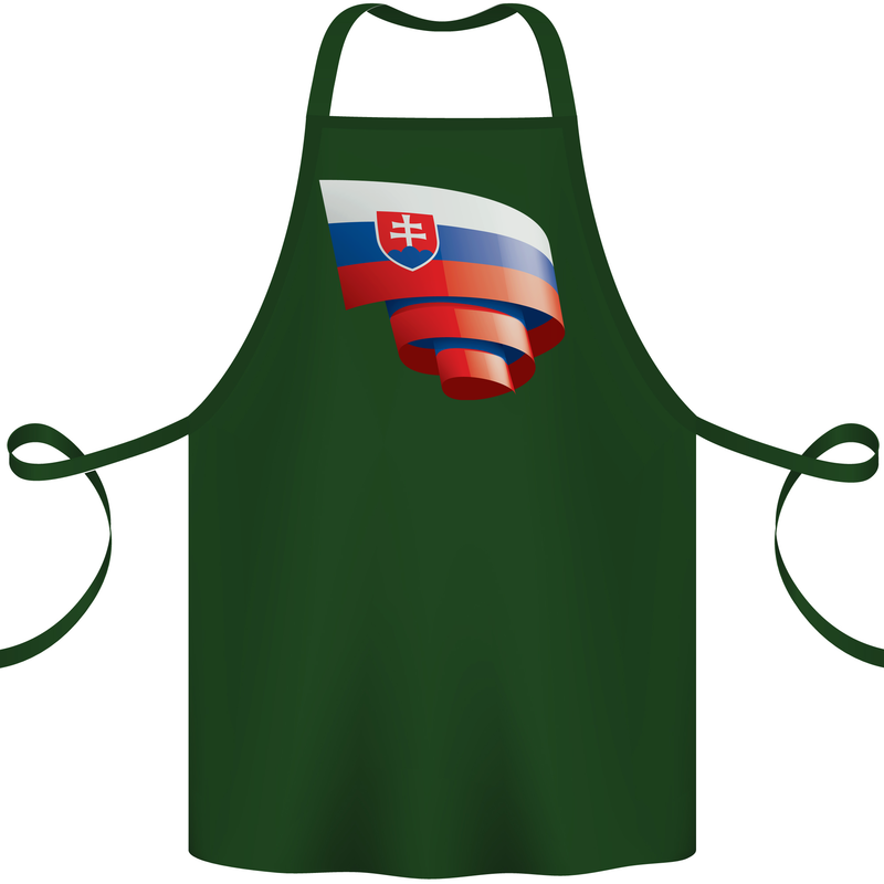 Curled Slovakia Flag Slovakia Day Football Cotton Apron 100% Organic Forest Green