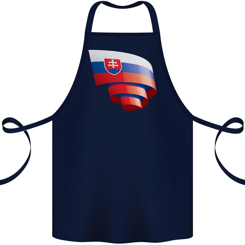 Curled Slovakia Flag Slovakia Day Football Cotton Apron 100% Organic Navy Blue